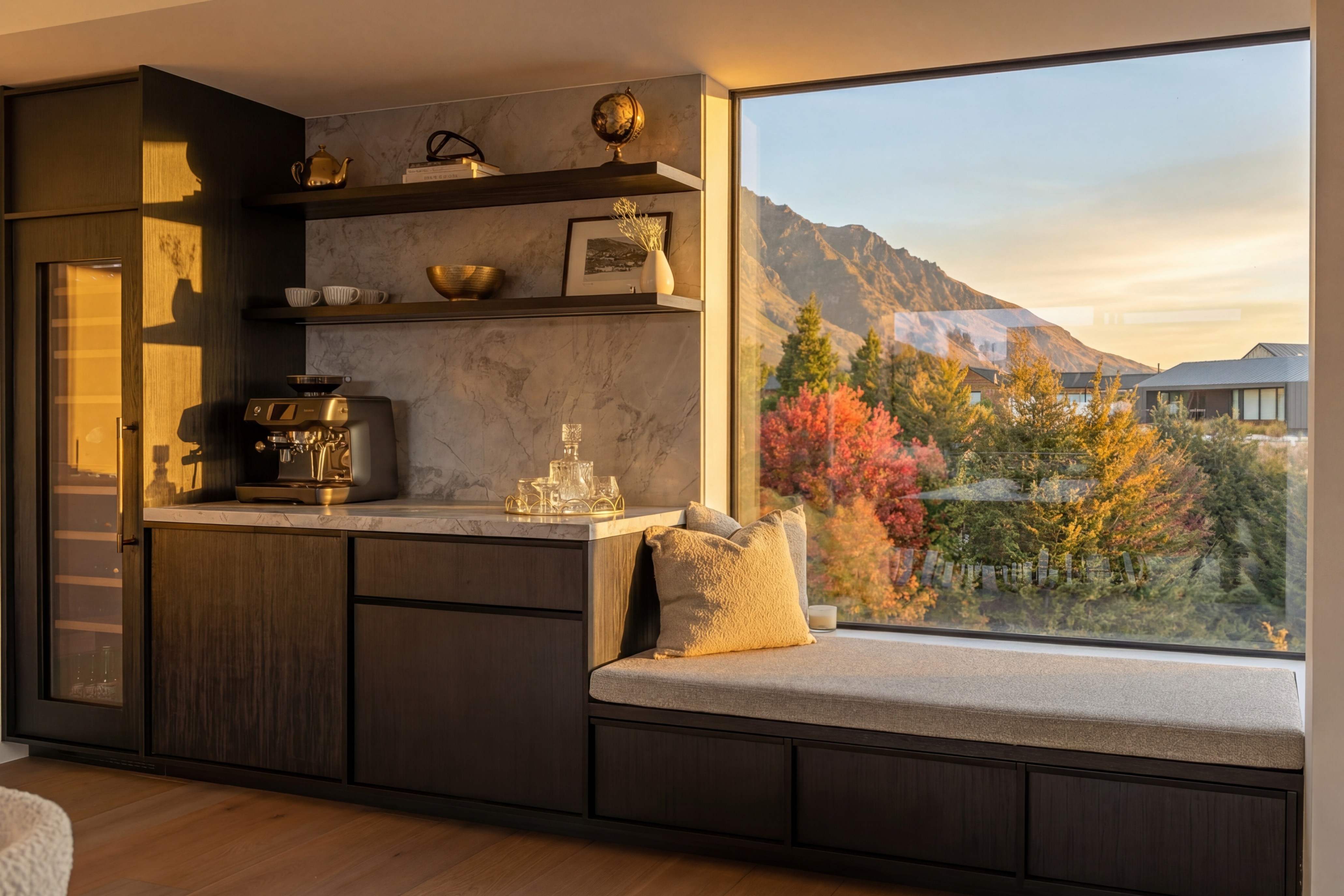 Master suite with sliding doors to private deck and mountain views